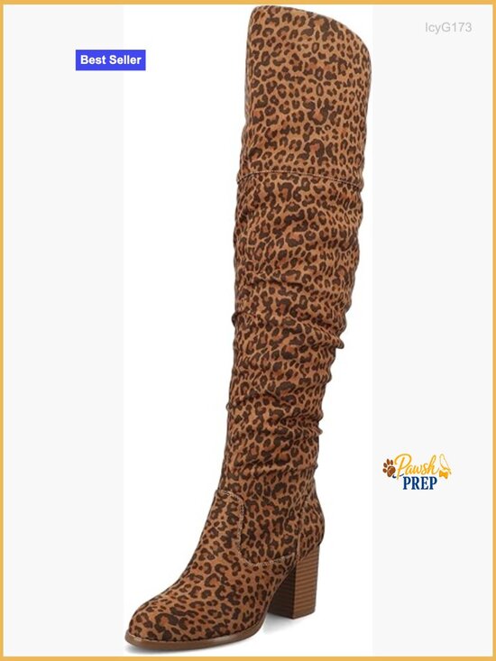 Shoes - Over-the-Knee Boots with Stacked Heel